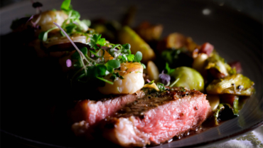 Make Vault 634 Chef Antonio Santiago’s Butter Basted NY Strip & Garlic Shrimp Scampi